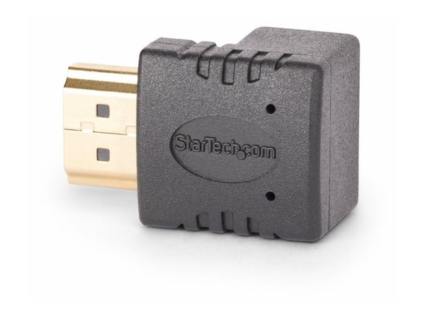 StarTech.com Down Angle HDMI 2.0 Adapter, 90-Degree HDMI Port Saver, M/F - High Speed - HDMI-sovitin - HDMI han til HDMI hun opvinklet - sort - pas...