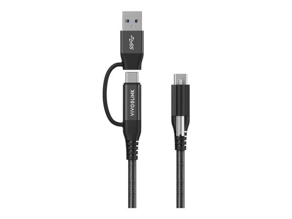 VivoLink - USB-kabelsett - 24 pin USB-C (hann) skrubar til 24 pin USB-C (hann) - USB 3.2 Gen 2 - 5 - 20 V - 5 A - 1.5 m - svart