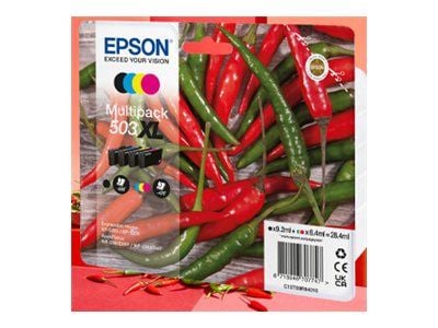 Epson 503, Perusvärintuotto, 4,6 ml, 3,3 ml, 4 kpl, Monipakkaus