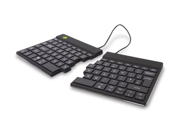 R-Go Ergonomic Keyboard Split break - Tastatur - with integrated break indicator - trådløs - Bluetooth 5.0 - QWERTY - Storbritannia - svart