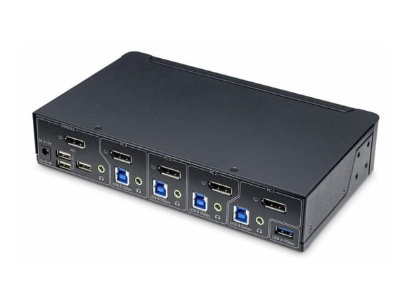 Startech 4-Port DisplayPort KVM Switch, 4K 60Hz, TAA Compliant - KVM / lyd / USB-svitsj - 4 x KVM/lyd/USB - 1 lokalbruker - stasjonær - TAA-samsvar