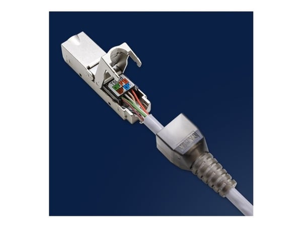 Qoltec - Nettverkkontakt - RJ-45 (hann) - STP - CAT 6a - sølv