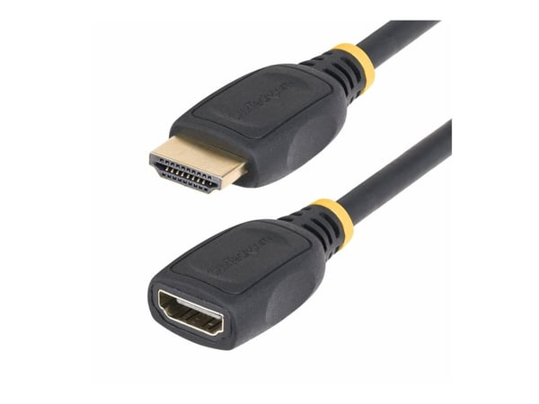 Startech 18in HDMI 2.0 Extension Cable, 4K 60Hz, M/F - High Speed - HDMI-forlengelseskabel - HDMI hann til HDMI hunn - 50 cm - skjermet - svart - p...