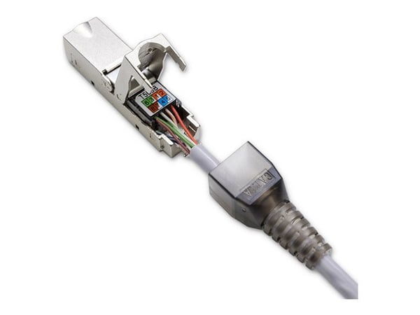 Qoltec - Nettverkkontakt - RJ-45 (hann) - STP - CAT 6a - sølv