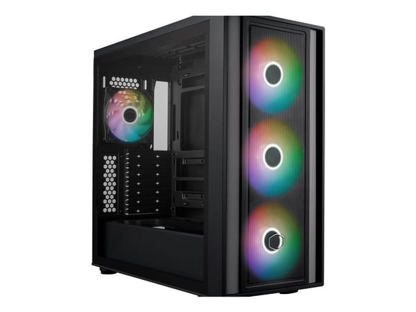Cooler Master MasterBox 600 - Mid tower - utvidet ATX (E-ATX) - sidepanel med vindu (herdet glass) - ingen strømforsyning (ATX) - svart - USB/lyd