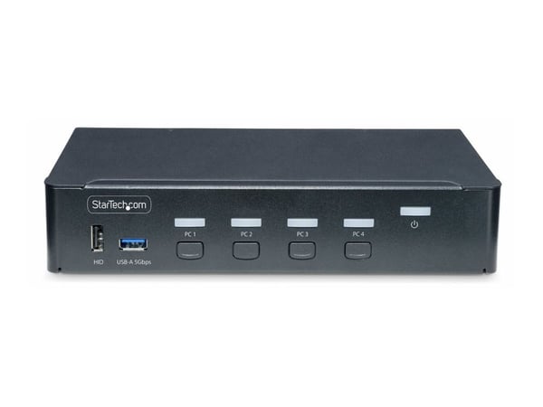 Startech 4-Port DisplayPort KVM Switch, 4K 60Hz, TAA Compliant - KVM / lyd / USB-svitsj - 4 x KVM/lyd/USB - 1 lokalbruker - stasjonær - TAA-samsvar