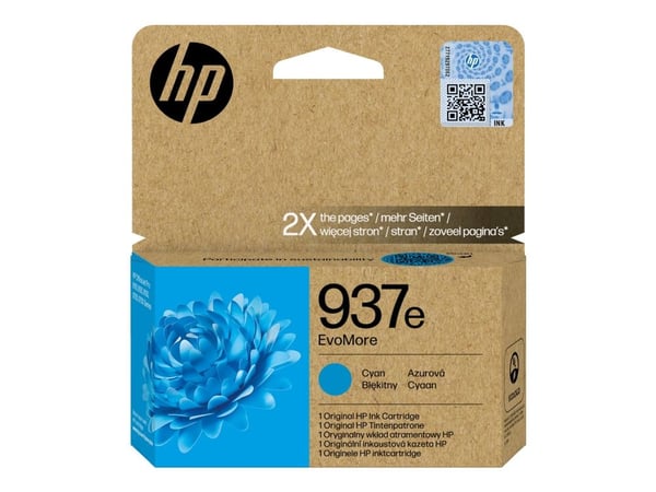HP 937e EvoMore - Cyan - original - blekkpatron - for Officejet Pro 9110b