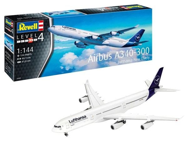 Revell 03803 A340-300 Lufthansa New Livery flygplansbyggsats 1:144 (03803)
