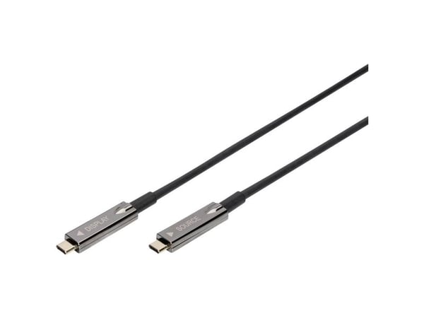 DIGITUS - USB-kabel - USB-C (hann) til USB-C (hann) - DisplayPort 1.2 - 10 m - Active Optical Cable (AOC), 4K 60Hz støtte, 1920 x 1080 at 120 Hz su...