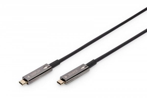 DIGITUS - USB-kabel - USB-C (hann) til USB-C (hann) - DisplayPort 1.2 - 10 m - Active Optical Cable (AOC), 4K 60Hz støtte, 1920 x 1080 at 120 Hz su...