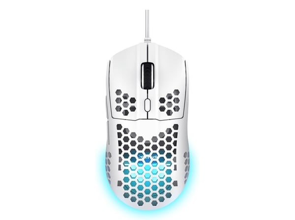 Trust GXT 928W Helox - Mus - ultra-lightweight, gaming - høyrehendt - optisk - 6 knapper - kablet - USB - hvit