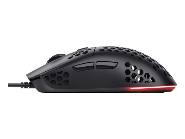 Trust GXT 928 Helox - Mus - ultra-lightweight, gaming - høyrehendt - optisk - 6 knapper - kablet - USB - svart