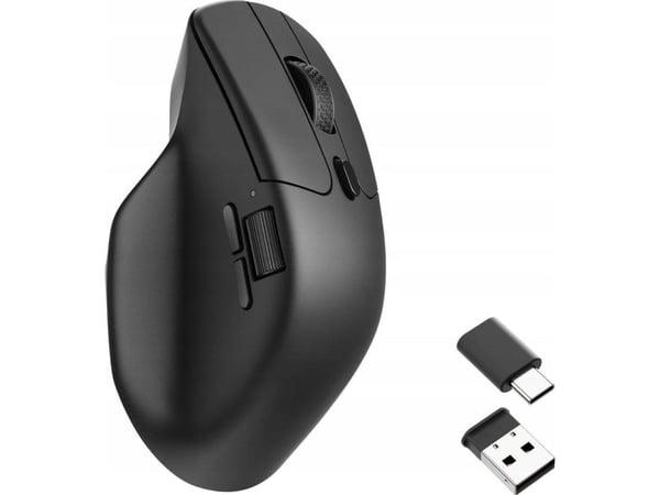 Keychron M6 - Mus - ergonomisk - optisk - 5 knapper - trådløs, kablet - 2.4 GHz, Bluetooth 5.1, USB-C - USB-C trådløs mottaker - svart