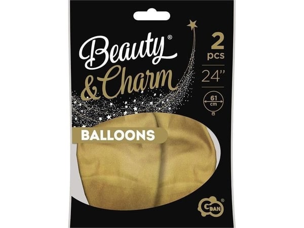 GoDan ballonger Beauty&Charm platina med gull 61 cm 2 stk