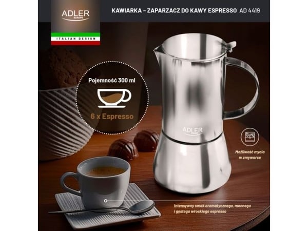 Adler | Espressokahvinkeitin | AD 4419 | Ruostumatonta terästä