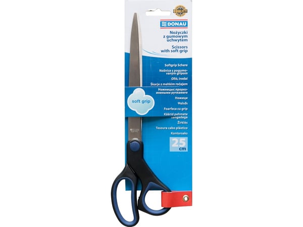 DONAU Soft Grip kontorsaks, 25 cm, blå