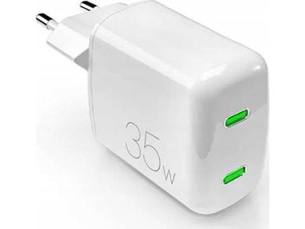 PURO MiniPro seinälaturi GaN - Virtalaturi 2 x USB-C 35W PD (valkoinen)