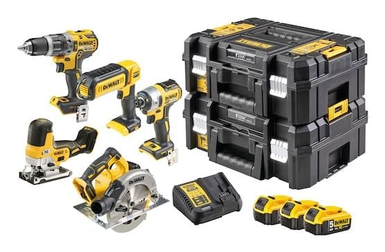 Sladdlös verktygssats Combo DCD796+DCF887+DCS335+DCS570+DCL050, 18V XR, DeWalt [DCK500P3T-QW] 3x5.0Ah, Li-Ion, TStak + ärmlös