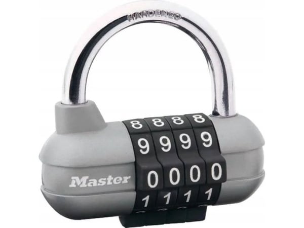 MASTER LOCK 1520EURD, Konventionellt hänglås, Kombinationslås, Huvudnyckel, Svart, Rostfritt stål, Metall, Härdat stål