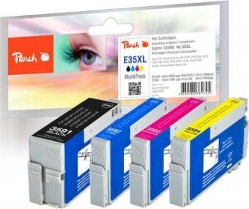 Peach PI200-637, Sort, Cyan, Fiolblå, Gult, 50 ml, 25 ml, 4 stykker, 2600 sider, Multipakke