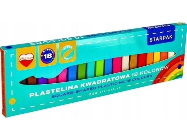Starpak plastelina 18 farger, kvadratisk stk, 1 stk (1/40)