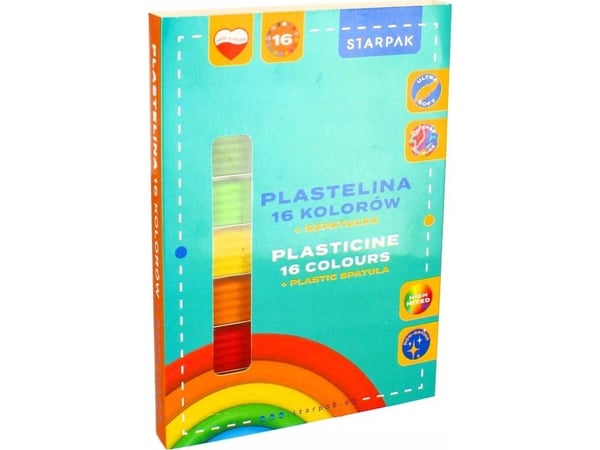 Starpak plastelin 16 färger + spatel/form, 1/40