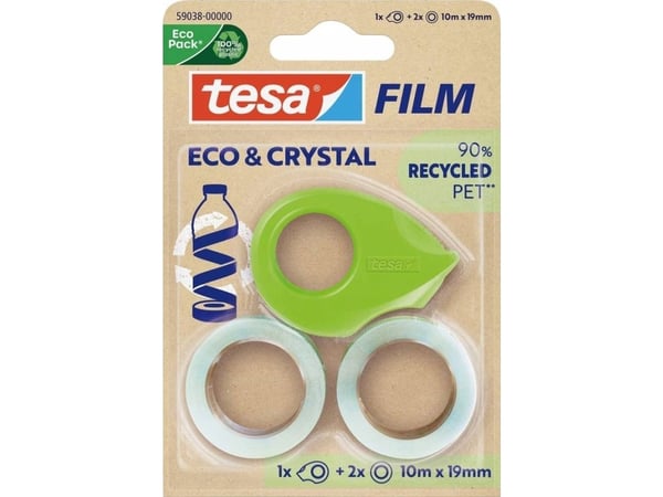 tesa ECO & CRYSTAL 59038-00000-00-00 Teippi #####tesafilm® Eco & Crystal läpinäkyvä (L x S) 10 m x 19 mm 2 kpl