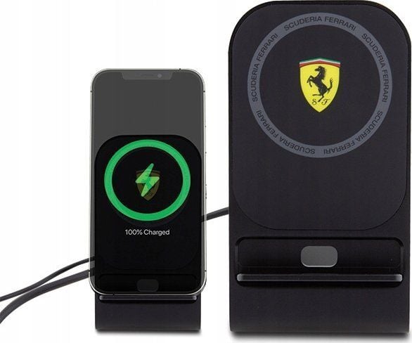 Ferrari MagSafe skrivbordsladdare med stativ - MagSafe trådlös 15W (svart)