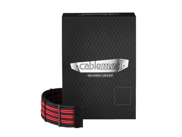 CableMod PRO Series ModMesh RT-Series - Strömkabelsats - formpressad - svart, röd