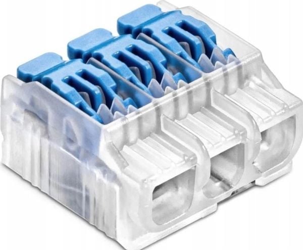 Simet pikaliitin aukko johdolle ja kaapelille 3x 0,2-4mm2 32A 1pakkaus=10kpl Simet Ideal SCL3 B10 88001313 läpinäkyvä/sininen Simet Ideal SCL3 B10 ...