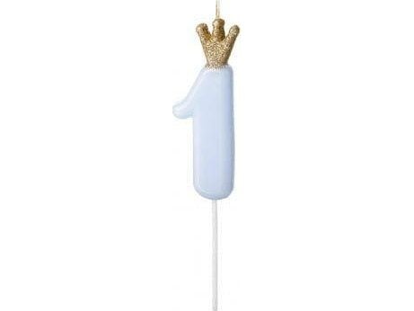 Party Deco Bursdagslys nummer 1, lyseblå, 9,5 cm one size