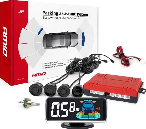Varle parkeringshjelpesystem LED-GRAF 3D, 4 sorte sensorer 21,5 mm AMIO-03185