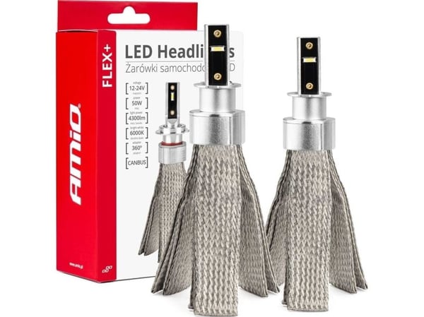 Led autolamput amio flex+ h3 canbus 6000k 12v 24v amio-03656 amio-03656