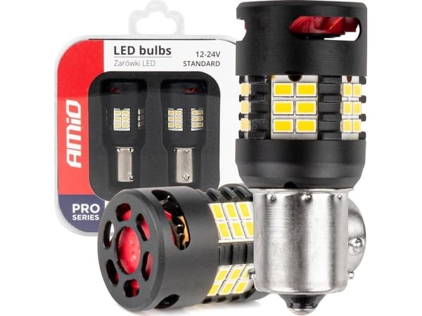 LED-lamput canbus pro-sarja 1156 ba15s p21w r10w r5w 24x3020 smd tuuletin valkoinen 12v 24v amio-03721