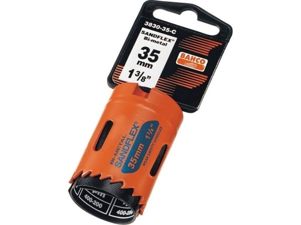 Bahco 3830-92-C, Enkelt, Bor, Metall, Plast, Rustfritt stål, Stål, Tre, Oransje, Koboltstål, Bimetall