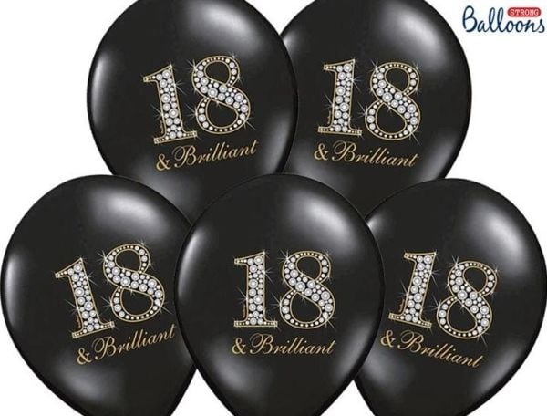 Ballon 18 &amp; Brilliant sort och guld