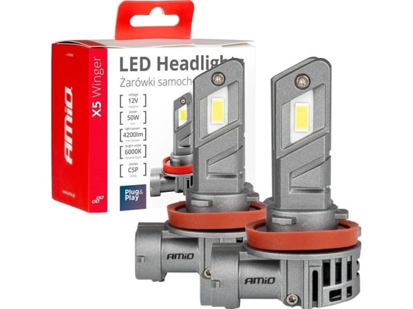 LED autolamput sarja x5 winger h8 h9 h11 6000k canbus amio-03947 amio-03947