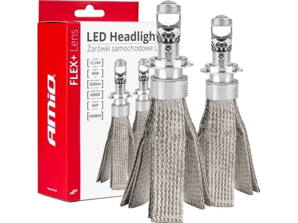 LED autolamput h7 flex + canbus linssi 6000k amio-03660 amio-03660