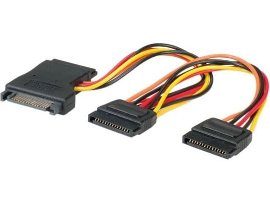 Internt Y-strømkabel SATA til 3x SATA, 0,3 m