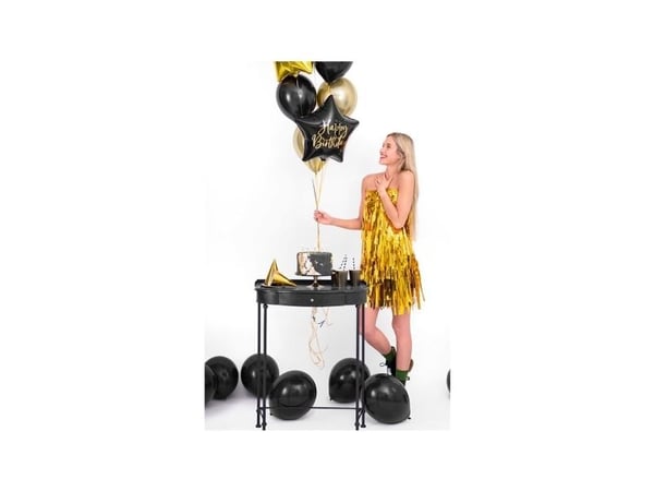 PartyDeco FB93-010-KARTON, Sort, Gull, Star, Folie, Bursdag, Engelsk, 40 cm