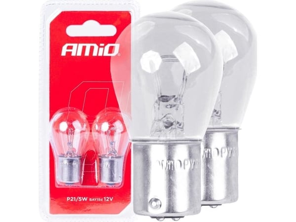 AMiO halogenpærer p21/5W bay15d 12V, 2 stk. i blister amio-03353
