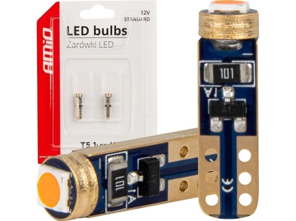 AMiO LED-pære standard rød rød W1W T5 12V 3030, 1 LED, HP AMIO-03727