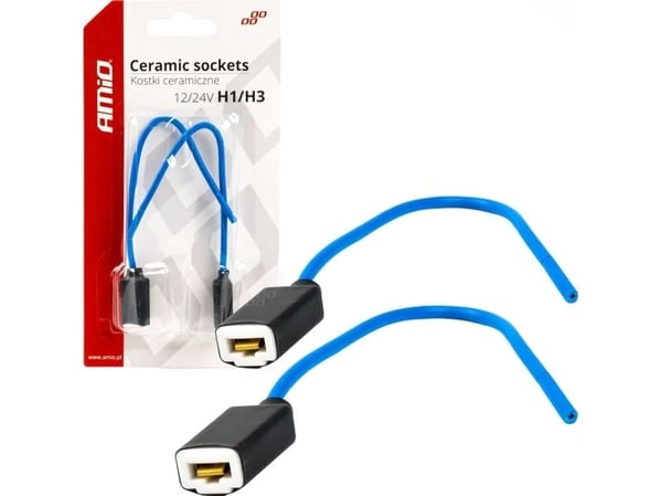 AMiO keramiske sokler rette h1 h3 med stikkontakt AMIO-03050