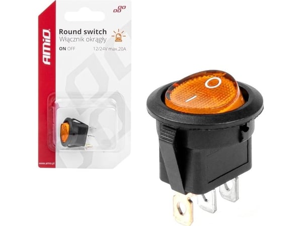 AMiO rund bryter/velger med gul bakgrunnsbelysning AMIO-03085