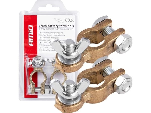 AMiO Clamps batteriterminaler messing butterfly 600a 2 stk blister amio-02956