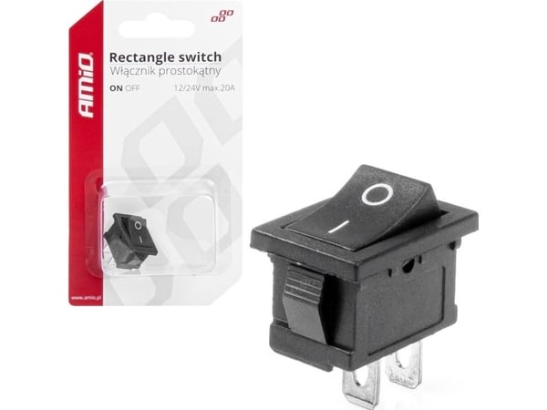 AMiO bryter/på-av kontakt rektangulær 12V/24V AMIO-03082