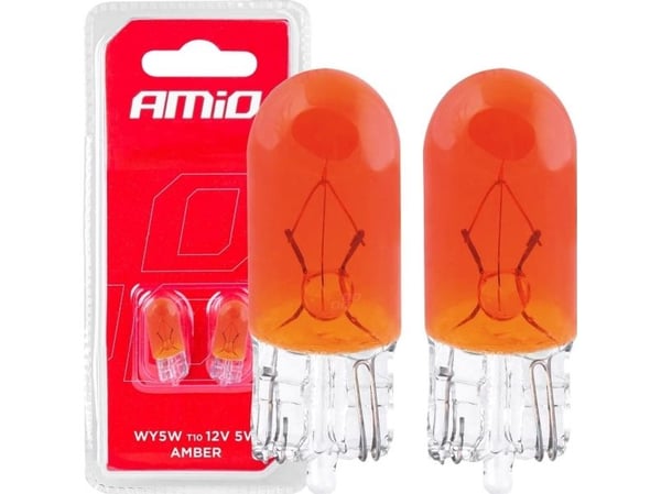 AMiO halogenpærer T10 W5W W2.1x9.5d 12V 2 stk blister AMIO-03347