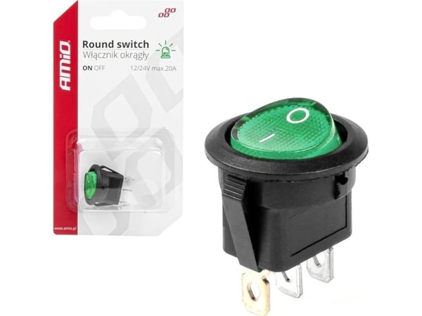 AMiO rund bryter/velger med grønn baklys AMIO-03084