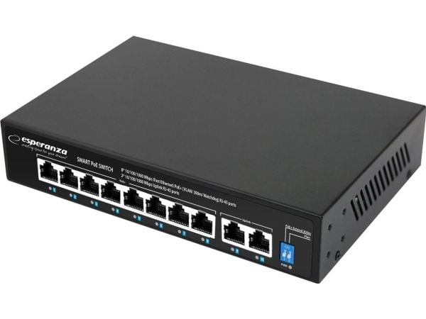 Esperanza ENS108 switch 10-portars PoE 10/100/1000 120W matris