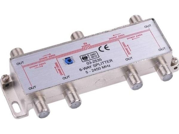 Cabletech 6 krypčių skirstytuvas 5-2450MHz Cabletech 6 krypčių skirstytuvas 5-2450MHz